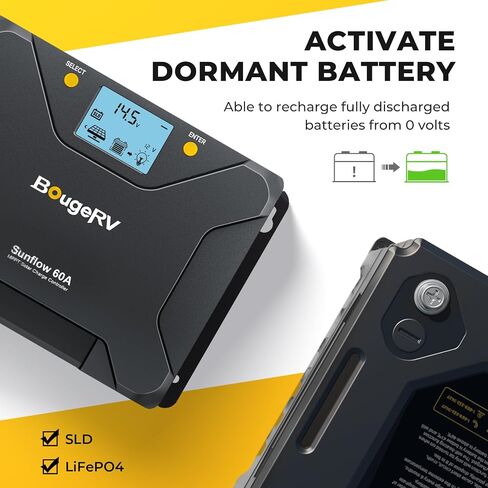 جهاز التحكم بالشحن بالطاقة الشمسية BougeRV Sunflow MPPT 40A، مع قطع منخفض لدرجة الحرارة، التحكم في التطبيق، شاشة LCD بإضاءة خلفية، منظم لوحة شمسية 40 أمبير 12 فولت/24 فولت لـ LiFePO4، SLD، Gel، FLD، بطارية AGM، RV، Marine، مطورة in Saudi Arabia