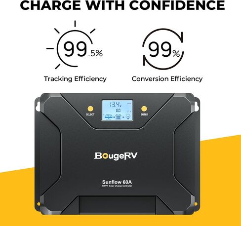 جهاز التحكم بالشحن بالطاقة الشمسية BougeRV Sunflow MPPT 40A، مع قطع منخفض لدرجة الحرارة، التحكم في التطبيق، شاشة LCD بإضاءة خلفية، منظم لوحة شمسية 40 أمبير 12 فولت/24 فولت لـ LiFePO4، SLD، Gel، FLD، بطارية AGM، RV، Marine، مطورة in Saudi Arabia
