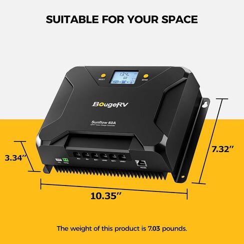 جهاز التحكم بالشحن بالطاقة الشمسية BougeRV Sunflow MPPT 40A، مع قطع منخفض لدرجة الحرارة، التحكم في التطبيق، شاشة LCD بإضاءة خلفية، منظم لوحة شمسية 40 أمبير 12 فولت/24 فولت لـ LiFePO4، SLD، Gel، FLD، بطارية AGM، RV، Marine، مطورة in Saudi Arabia