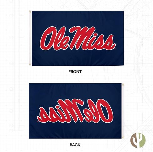 Desert Cactus University of Mississippi Flag Rebels Ole Miss U of M Flags Banners 100% Polyester Indoor Outdoor 3x5 (Design J) in Kuwait