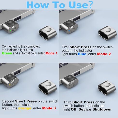 aMZCaSE Mouse Jiggler Undetectable، USB Mouse Mover Jiggler مع زر التبديل، شاكر الماوس التلقائي مع 3 أوضاع اهتزاز، خالية من السائق، التوصيل والتشغيل، إبقاء الكمبيوتر/الكمبيوتر المحمول مستيقظًا، أسود in Kuwait