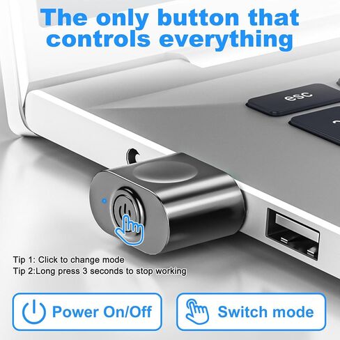 aMZCaSE Mouse Jiggler Undetectable، USB Mouse Mover Jiggler مع زر التبديل، شاكر الماوس التلقائي مع 3 أوضاع اهتزاز، خالية من السائق، التوصيل والتشغيل، إبقاء الكمبيوتر/الكمبيوتر المحمول مستيقظًا، أسود in Kuwait
