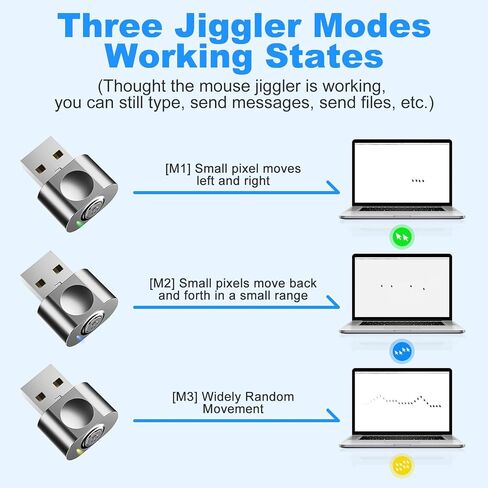 aMZCaSE Mouse Jiggler Undetectable، USB Mouse Mover Jiggler مع زر التبديل، شاكر الماوس التلقائي مع 3 أوضاع اهتزاز، خالية من السائق، التوصيل والتشغيل، إبقاء الكمبيوتر/الكمبيوتر المحمول مستيقظًا، أسود in Kuwait