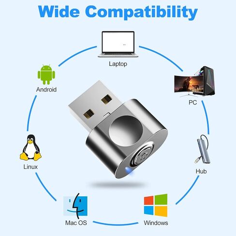 aMZCaSE Mouse Jiggler Undetectable، USB Mouse Mover Jiggler مع زر التبديل، شاكر الماوس التلقائي مع 3 أوضاع اهتزاز، خالية من السائق، التوصيل والتشغيل، إبقاء الكمبيوتر/الكمبيوتر المحمول مستيقظًا، أسود in Kuwait