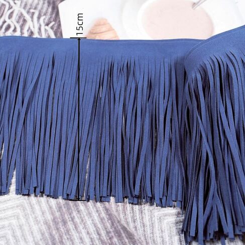 3 Yards 6 Inch Faux Leather Fringe Trim for DIY Sewing Craft Garment Hem Accessories Handbag Embellishment Decoration (Black) in Kuwait