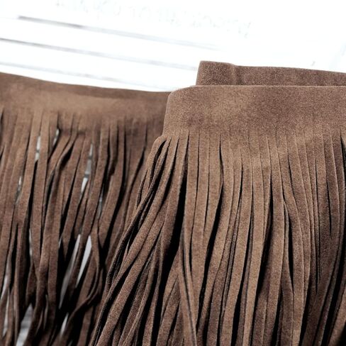 3 Yards 6 Inch Double Side Suede Tassel Fringe Trim, Faux Leather Fringe Trim for DIY Sewing Craft Garment Hem Accessories Handbag Boots Embellishment Decoration (Dark Brown) in Saudi Arabia