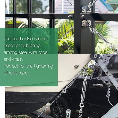 Jamiikury 8 Pcs 304 Stainless Steel Turnbuckle Heavy Duty Wire Rope Tension, Eye & Eye Turnbuckle (M4) in Kuwait