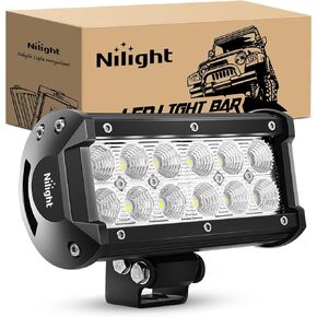 Nilight - 60002F-C 4 قطع 36 وات 6.5 بوصة شريط إضاءة LED للفيضانات على الطرق الوعرة أضواء فائقة السطوع للقيادة ومصابيح الضباب وأضواء القارب وأضواء القيادة LED ضوء العمل لمصباح الجيب