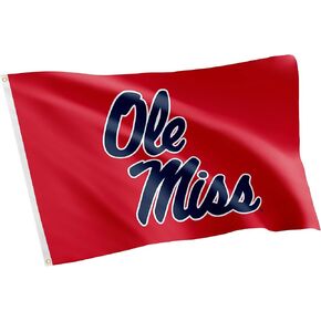 لافتات أعلام جامعة صبار الصحراء ميسيسيبي المتمردون Ole Miss U of M 100% بوليستر للاستخدام الداخلي والخارجي 3×5 (النمط 2)