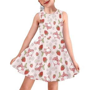 Youngerbaby Beach Dresses Casual Little Girls Dress Sleeveless Summer Midi Length Skirt Fashion Sundress