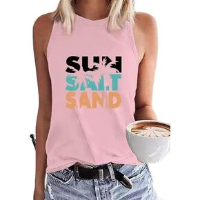 قميص بدون أكمام للشاطئ من Sun Salt Sand Beach وشجرة جوز الهند للنساء صيفي كاجوال بدون أكمام للتمرين على الشاطئ