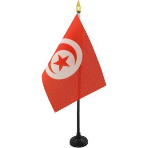 AZ FLAG Tunisia Table Flag 4'' x 6'' - Tunisian Desk Flag 15 x 10 cm - Golden Spear top