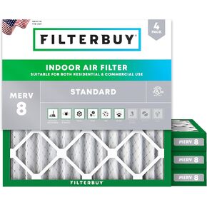 فلتر هواء فلتر 24x24x1 MERV 8، مرشحات فرن HVAC مطوي (4 حزم، فضي) in Kuwait