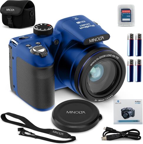 Minolta ProShot MN40Z 20MP Camera, 40X Optical Zoom, 1080p Video (Silver) | Capture sharp photos and video with intuitive controls for travel, family and everyday moments. in Saudi Arabia