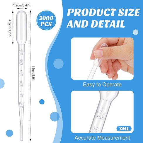 1000 Pcs Plastic Transfer Pipettes Disposable Graduated Pipettes for Scientific Experiment, Essential Oils, Make up Tool (5 ml) in Kuwait