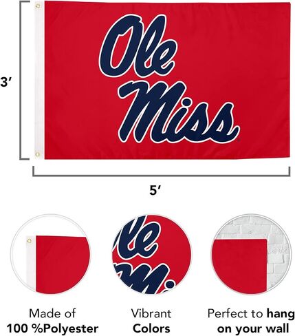 Desert Cactus University of Mississippi Flag Rebels Ole Miss U of M Flags Banners 100% Polyester Indoor Outdoor 3x5 (Style 2) in Saudi Arabia