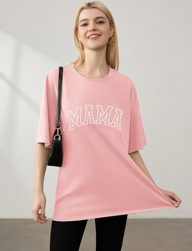 LOMON Oversized T Shirts for Women Short Sleeve Crewneck Summer Tops Loose Casual Mama Shirts Basic Tee in Saudi Arabia
