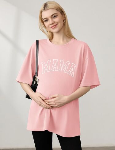 LOMON Oversized T Shirts for Women Short Sleeve Crewneck Summer Tops Loose Casual Mama Shirts Basic Tee in Saudi Arabia