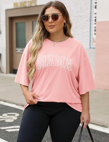 LOMON Oversized T Shirts for Women Short Sleeve Crewneck Summer Tops Loose Casual Mama Shirts Basic Tee in Saudi Arabia