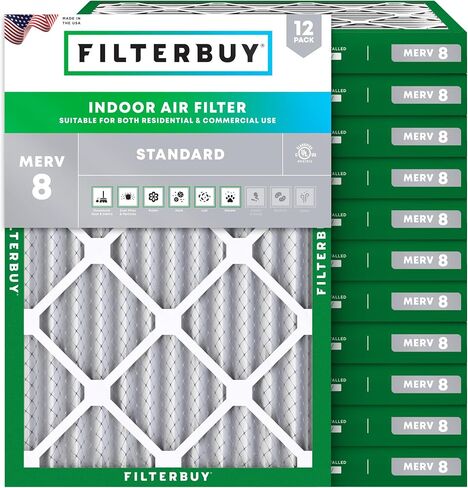 فلتر هواء 16x20x1 MERV 8، مرشحات فرن HVAC مطوي (12 حزمة، فضي) in Kuwait