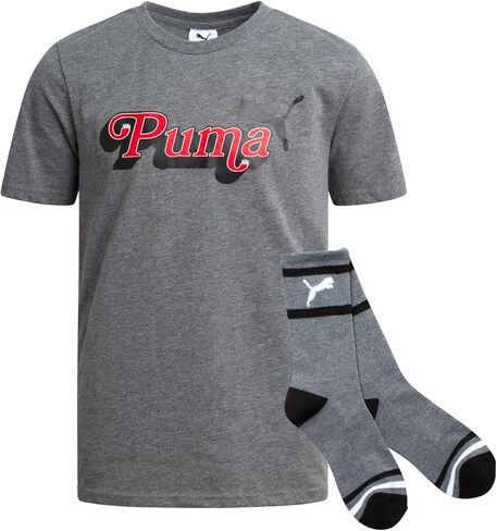 تي شيرت للأولاد من بوما - قطعتين تي شيرت برسومات قصيرة الأكمام وجوارب رياضية - قميص وجوارب متطابقة للأولاد (S-XL) in Kuwait