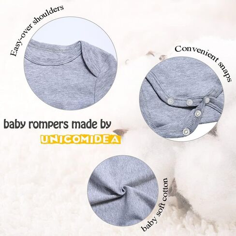 UNICOMIDEA Unisex Baby Letter Print Outfit Snaps Cotton Romper 0-12M | Newborn Boy Girl Bodysuit, Easy Diaper Snaps, Soft Cotton, Baby Birthday Gift in Saudi Arabia