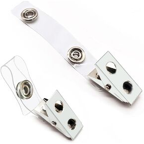100Pcs Premium Metal Badge Clips with Clear PVC Straps for ID Cards, Badge Holders, Name Tags, Work Badges