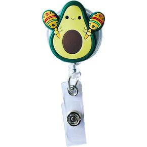 Badge Reel, Cute Avocado Badge Reel Holder, Nurse ID Name Badge Holder with Alligator Clip, Gifts for Nurse, 26 inch Retractable Cord