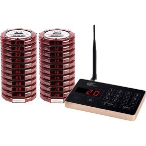 Complete 20 Restaurant Wireless Pager System *20 Table Guest Pagers/Buzzers - Zero Monthly Fees With USA Customer Support and Warranty - Page Smart With Pager Genius!