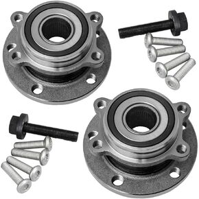 513253 x2 Front Wheel Bearing and Hub Assembly Compatible with Au-di 09-13 A3,15-17 Q3,08-15 TT Quattro/Vw 12-18 Bee-tle,07-16 Eos,09-17 CC Tiguan,06-17 Passat Je-TTA [5 Lug W/ABS]