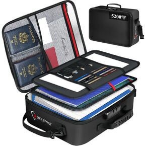 ROLOWAY Fireproof Document Bag with Lock (17 x 11.8 x 5 inch), Fireproof Document Safe, Fireproof Bag for Documents Organizer, Fireproof Document Box for Important Document Storage (Black) in Kuwait