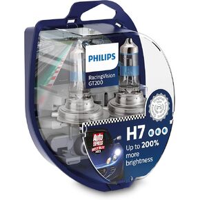 Philips Halogen RacingVision GT200 H7 Headlight Bulb +200% Double Set 12972RGTS2 Twin Box Silver