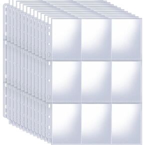 1800 Pockets Card Sleeves Binder Sheets, Double-Sided Trading Card Pages Sleeves, Clear Baseball Card Sleeves for 3 Ring Binder Fit Game Cards, Sports Cards, Business Cards, Coupons