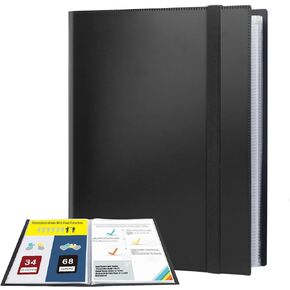 5.5x8.5 Small Binder with Sleeves, 5.5x8.5 Presentation Book, 34-Pocket Displays 68 Half Size Pages, Mini Booklets Half Size Binder for Artwork Playbills Drawings Photos (2PCS Black)