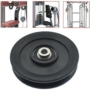 4.5"/115MM Universal Nylon Pulley Wheel Bearing Pulley Wheel wear‑Resistant for Cable Machine Gym Equipment Part Garage Door Fitness Equipment Home Gyms