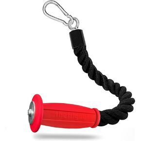 Ergonomic Single Grip Tricep Rope Cable Attachment, Comfort Non-Slip Grip, Reducing Wrist Pressure and Skin Rubs, Easy to Clean, Gym Pull Machine Accessory, 16.5" Length, Snap Hook Included
