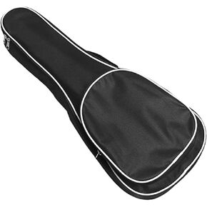 21 Inch Ukulele Case Backpack Straps Gig Bag Case Storage For Travel Performance Concert Show (Black with White Edge)