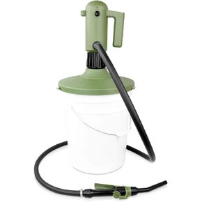 TERA PUMP Electric 5 Gallon Bucket Pump, Fits 5-Gallon Pails to 20 Gallon Drums, Fitered Telescopic Intake, 6ft Outtake Hose, Transfers 4.5 GPM, Pumps Engine Oils, Hydraulic Oils, DEF & more