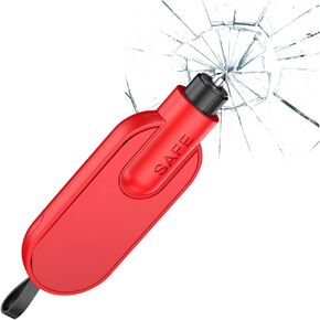Window Breaker Seatbelt Cutter, Spring Loaded Emergency Escape Tool for Auto, Keychain Glass Breaker for Land and Underwater, 2-in-1 Car Safety Hammer for Automotive Accidents (Black)