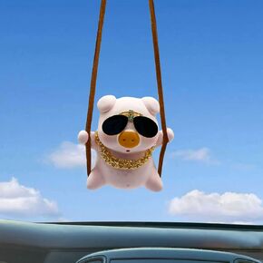 Cute Swing Piggy Car Hanging Ornament, Funny Car Decor for Rear View Mirror, Car Accessories for Women or Men (Piggy5)