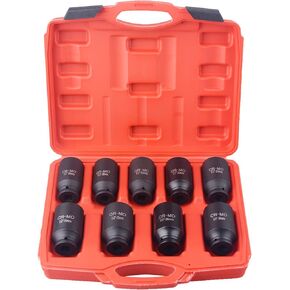 9 Pcs Axle Nut Hub Impact 1/2" Drive Socket 29 30 31 32 33 34 35 36 38mm Socket Set