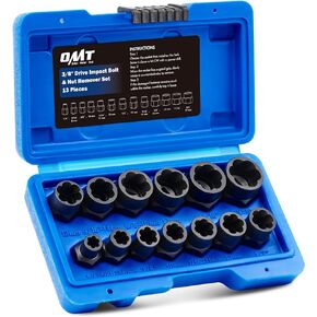 Orion Motor Tech Impact Nut and Bolt Extraction Tool Set, Rusted Damaged Stripped Nut and Bolt Remover Tool Kit, Nut Bolt Extractor Socket Set in 13 SAE and Metric Sizes for 3/8 Inch Drive with Case