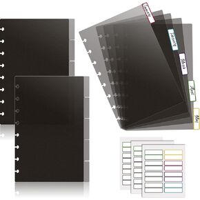 15 Sheets Junior Poly Tab Dividers for Discbound Notebooks Disc Bound Planner Supplies Dividers Tab Binder Index Notebook Accessories for Semi Transparent(White)