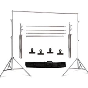 8.5 * 10 FT Stainless Steel Backdrop Stand,Photo Video Adjustable Background Support System Stand Kit with Carry Bag for Parties,Wedding,Photography Studio