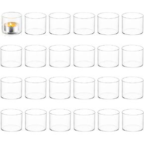 Votive Tea Light Candle Holders - Mini Clear Glass Tealight Holder as Candlelit Dinner Party Events Birthday Wedding Reception Centerpiece Decor Accessories, 10pcs+Extra 2