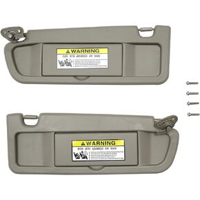Sun Visor Assembly with Mirror a Pair Left Driver Side and Right Passenger Side Atlas Gray Compatible with 06-11 Honda Civic Replaces# 83280-SNA-A01ZA 83230-SNA-A01ZA