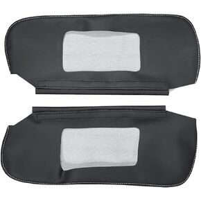 Car Sun Visor Cover Pair Fit for Chevy Camaro 1993-2002, for Firebird 1993-2002, Microfiber Leather, Black-Black Stitch
