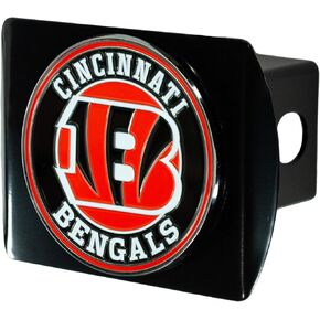 Cincinnati Bengals NFL Black Metal Hitch Cover with 3D Colored Team Logo by FANMATS - Unique Roundel Molded Design – Easy Installation on Truck, SUV, Car or ATV - Ideal Gift for Die Hard Football Fans