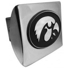 University of Iowa Hawkeyes "Bright Polished Chrome with Tiger Hawk Emblem" NCAA College Sports Trailer Hitch Cover Fits 2 Inch Auto Car Truck Receiver