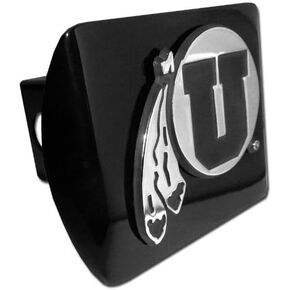 Elektroplate Black with Chrome Drum and Feather U Emblem Metal Trailer Hitch Cover Fits 2 Inch Auto Car Truck Receiver with NCAA College Sports Logo